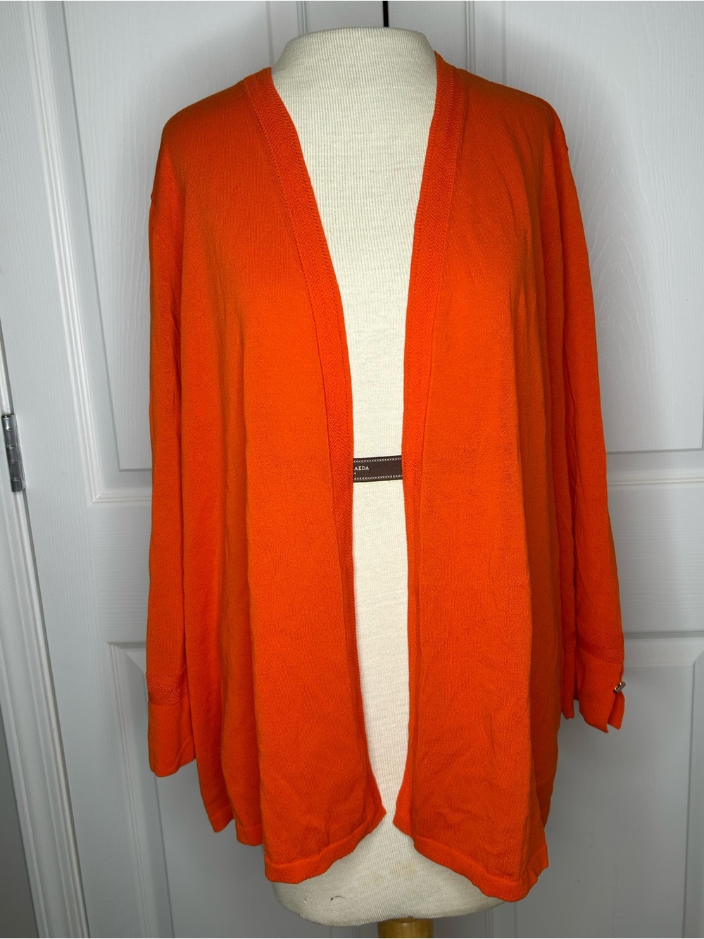 Chico’s Women’s Size 3 XL Orange Open Front Cardigan Cotton Blend